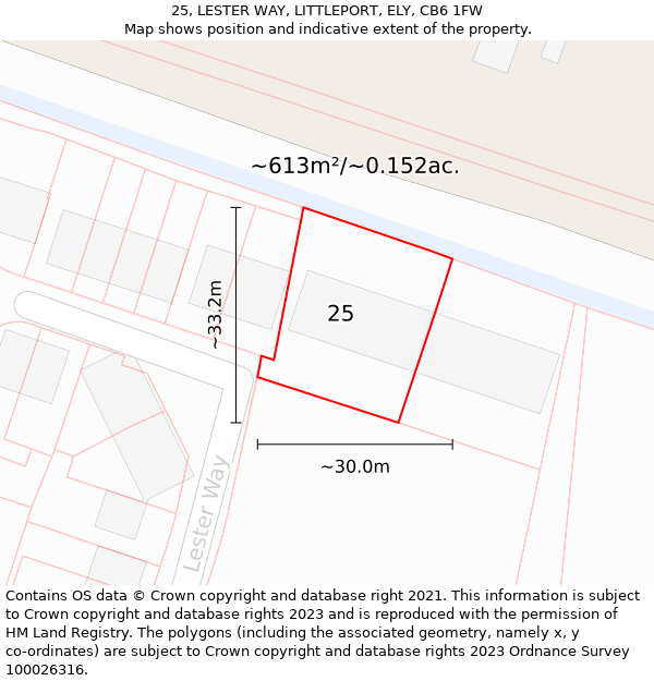 25, LESTER WAY, LITTLEPORT, ELY, CB6 1FW: Plot and title map