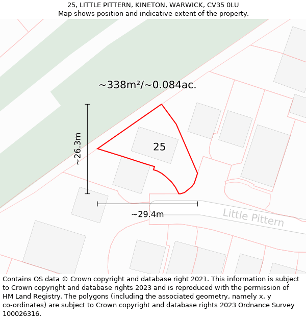 25, LITTLE PITTERN, KINETON, WARWICK, CV35 0LU: Plot and title map