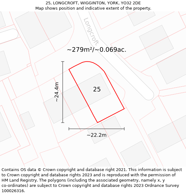 25, LONGCROFT, WIGGINTON, YORK, YO32 2DE: Plot and title map