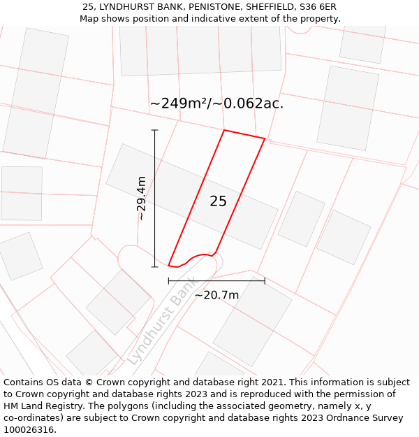 25, LYNDHURST BANK, PENISTONE, SHEFFIELD, S36 6ER: Plot and title map