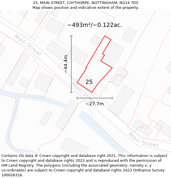 25, MAIN STREET, CAYTHORPE, NOTTINGHAM, NG14 7ED: Plot and title map