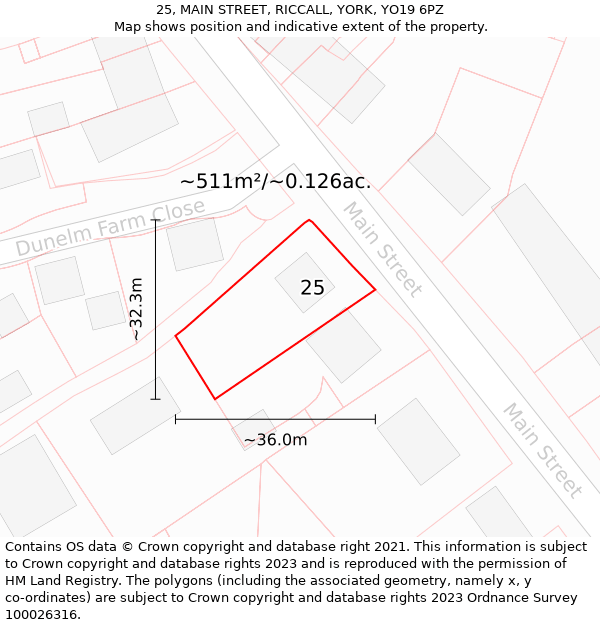 25, MAIN STREET, RICCALL, YORK, YO19 6PZ: Plot and title map