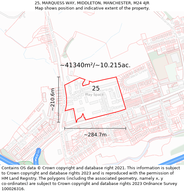 25, MARQUESS WAY, MIDDLETON, MANCHESTER, M24 4JR: Plot and title map