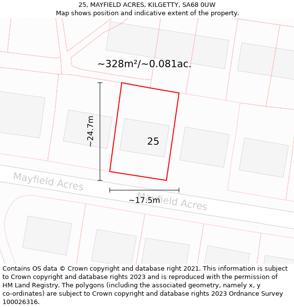 25, MAYFIELD ACRES, KILGETTY, SA68 0UW: Plot and title map