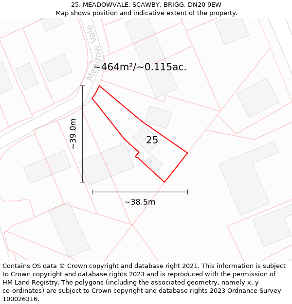 25, MEADOWVALE, SCAWBY, BRIGG, DN20 9EW: Plot and title map