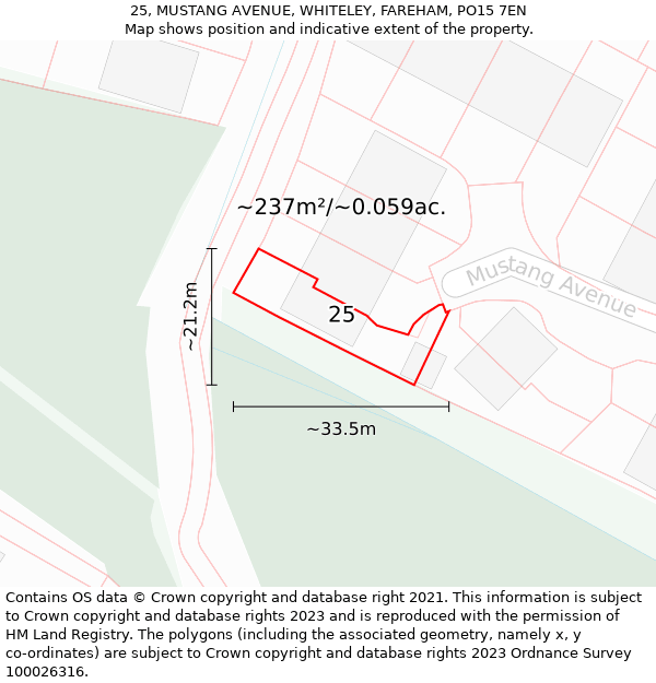 25, MUSTANG AVENUE, WHITELEY, FAREHAM, PO15 7EN: Plot and title map