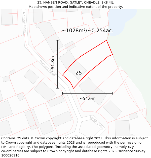 25, NANSEN ROAD, GATLEY, CHEADLE, SK8 4JL: Plot and title map