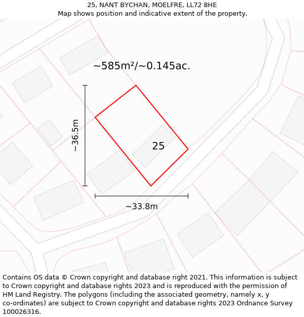 25, NANT BYCHAN, MOELFRE, LL72 8HE: Plot and title map