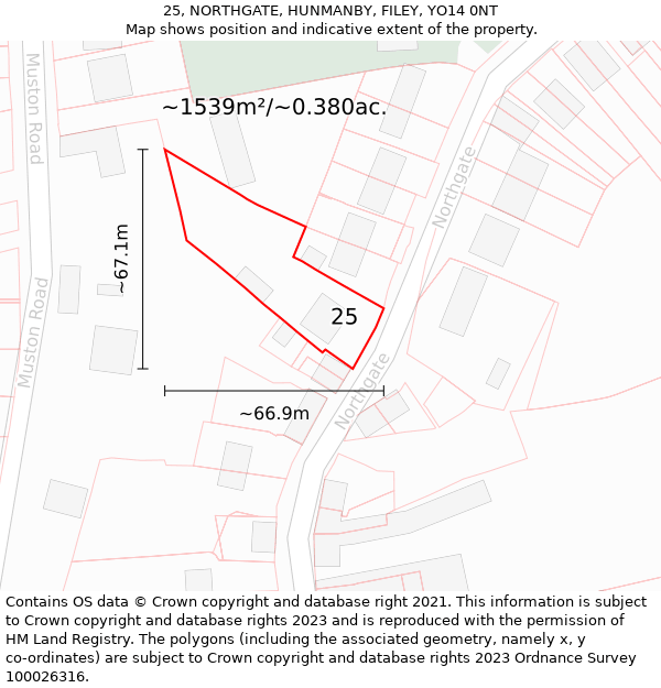 25, NORTHGATE, HUNMANBY, FILEY, YO14 0NT: Plot and title map