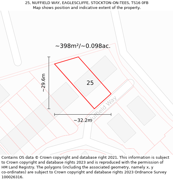 25, NUFFIELD WAY, EAGLESCLIFFE, STOCKTON-ON-TEES, TS16 0FB: Plot and title map