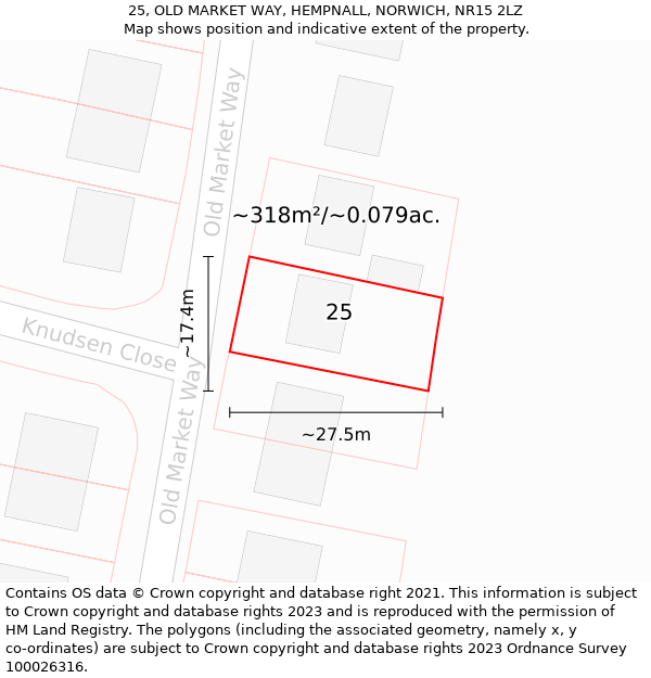 25, OLD MARKET WAY, HEMPNALL, NORWICH, NR15 2LZ: Plot and title map