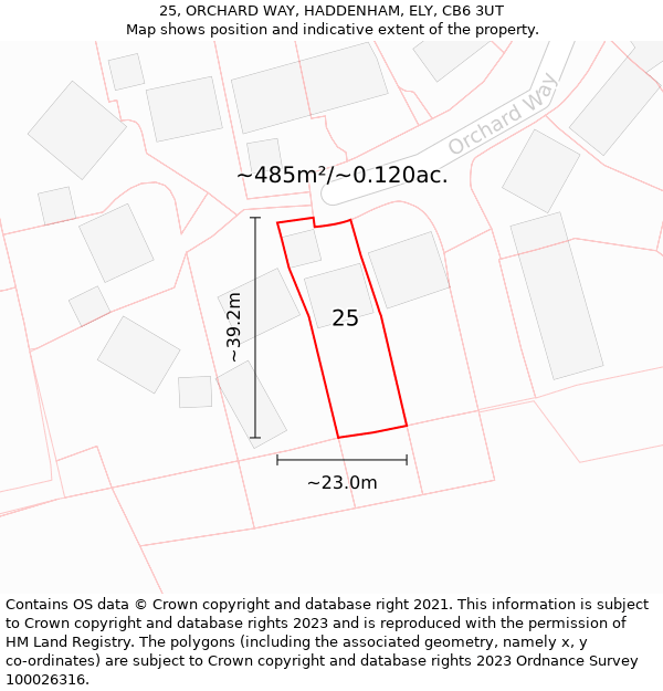 25, ORCHARD WAY, HADDENHAM, ELY, CB6 3UT: Plot and title map