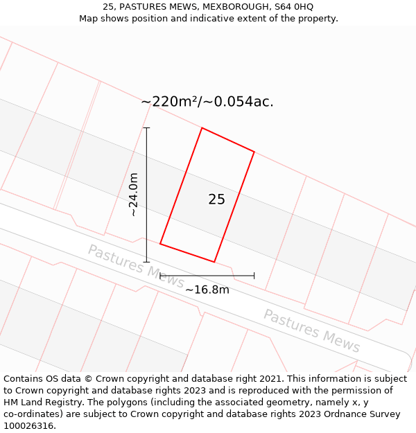 25, PASTURES MEWS, MEXBOROUGH, S64 0HQ: Plot and title map