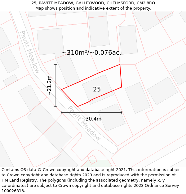 25, PAVITT MEADOW, GALLEYWOOD, CHELMSFORD, CM2 8RQ: Plot and title map