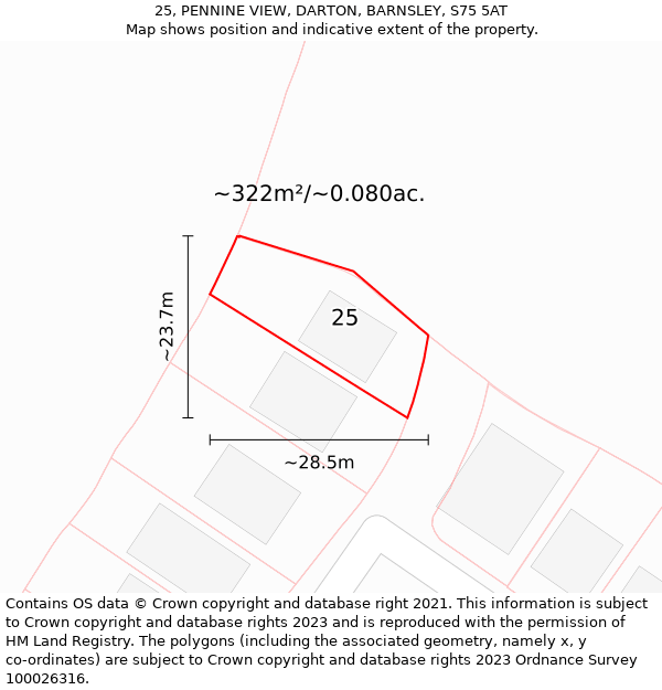 25, PENNINE VIEW, DARTON, BARNSLEY, S75 5AT: Plot and title map