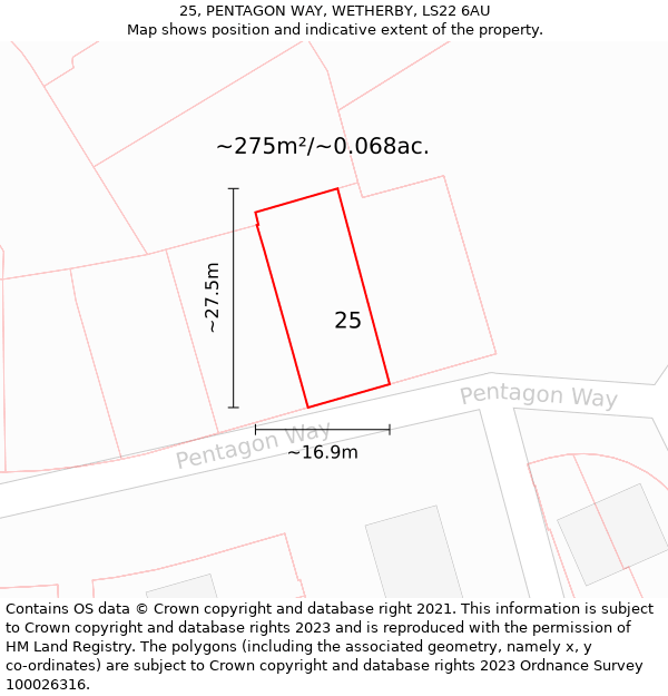 25, PENTAGON WAY, WETHERBY, LS22 6AU: Plot and title map