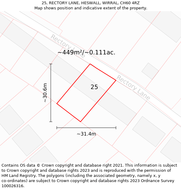 25, RECTORY LANE, HESWALL, WIRRAL, CH60 4RZ: Plot and title map