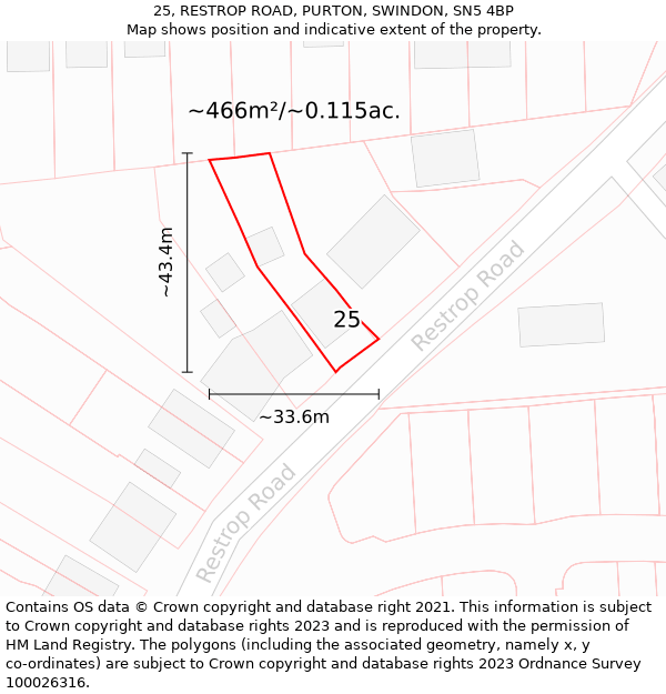 25, RESTROP ROAD, PURTON, SWINDON, SN5 4BP: Plot and title map