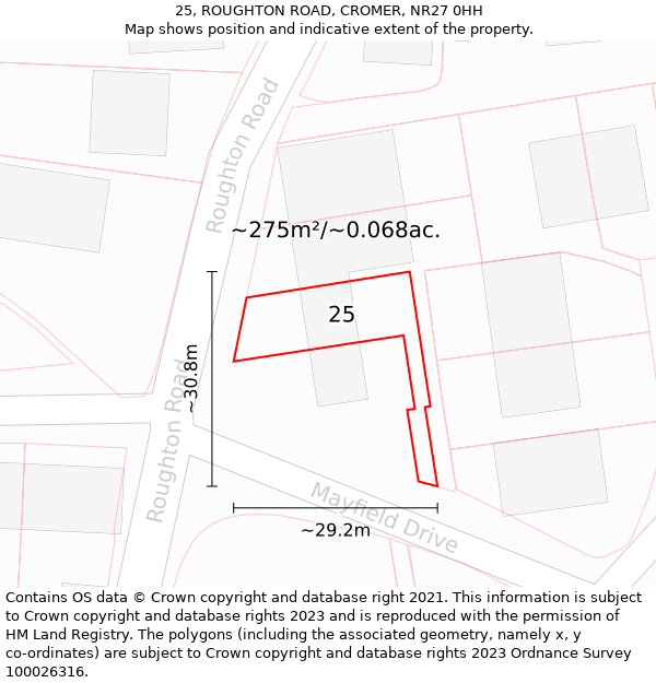 25, ROUGHTON ROAD, CROMER, NR27 0HH: Plot and title map