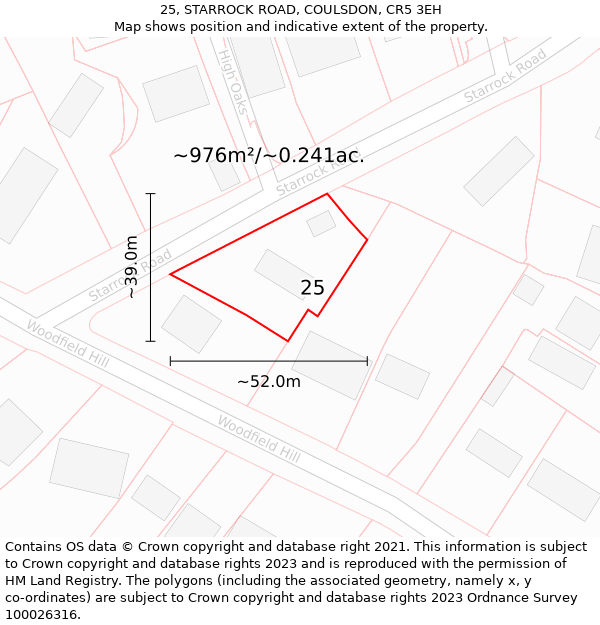 25, STARROCK ROAD, COULSDON, CR5 3EH: Plot and title map