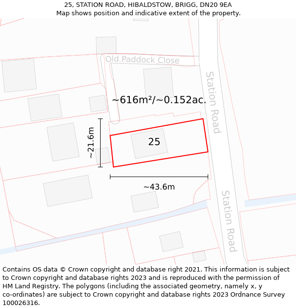 25, STATION ROAD, HIBALDSTOW, BRIGG, DN20 9EA: Plot and title map