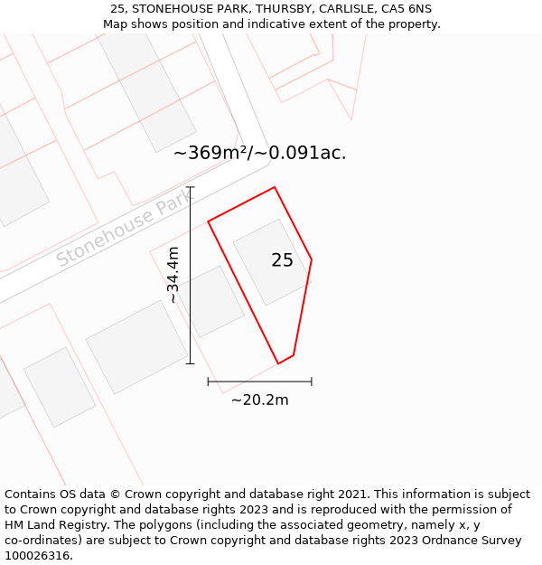 25, STONEHOUSE PARK, THURSBY, CARLISLE, CA5 6NS: Plot and title map