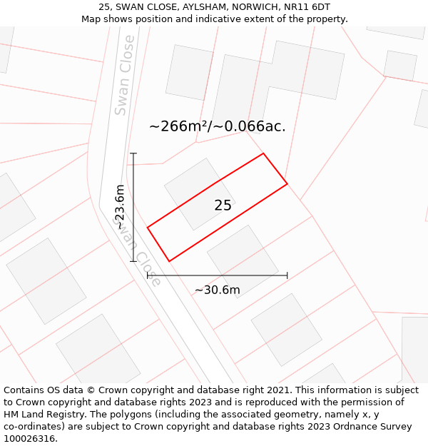 25, SWAN CLOSE, AYLSHAM, NORWICH, NR11 6DT: Plot and title map