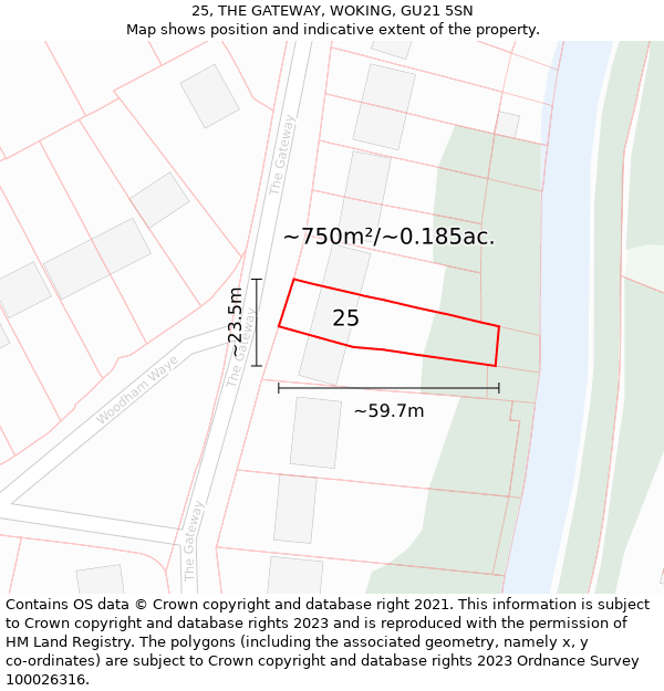 25, THE GATEWAY, WOKING, GU21 5SN: Plot and title map