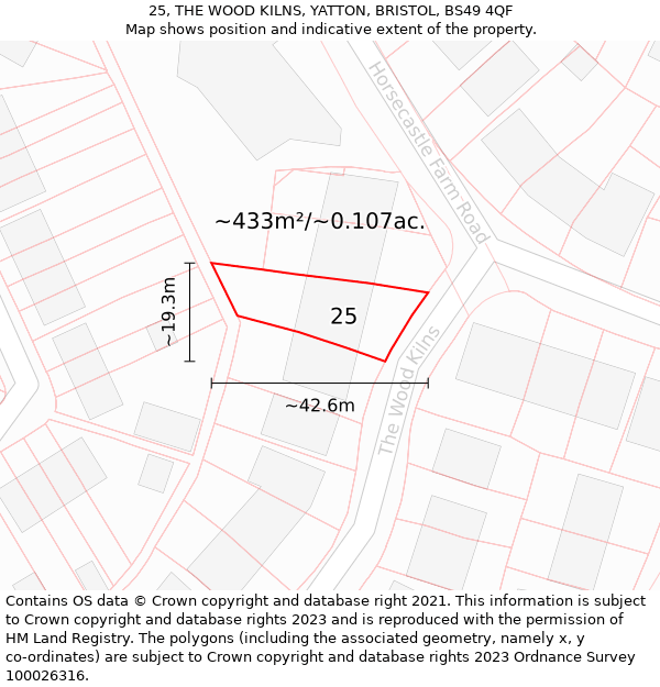 25, THE WOOD KILNS, YATTON, BRISTOL, BS49 4QF: Plot and title map