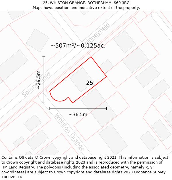 25, WHISTON GRANGE, ROTHERHAM, S60 3BG: Plot and title map