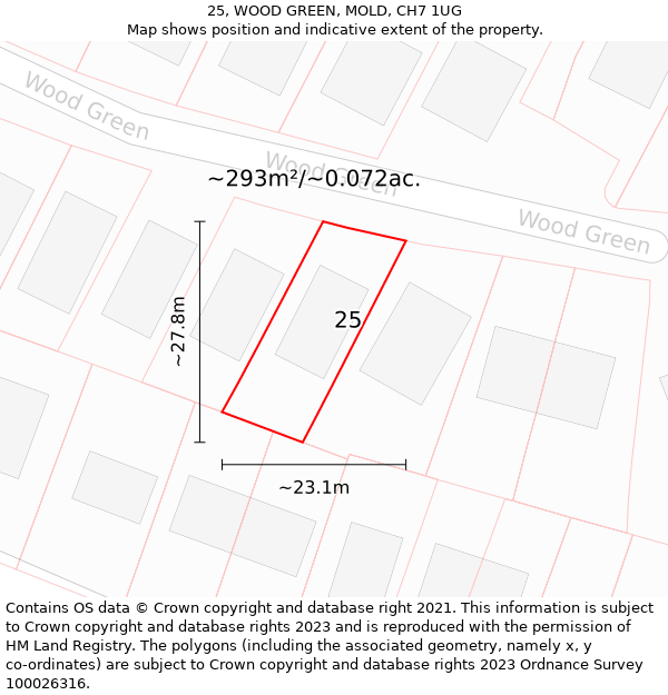 25, WOOD GREEN, MOLD, CH7 1UG: Plot and title map