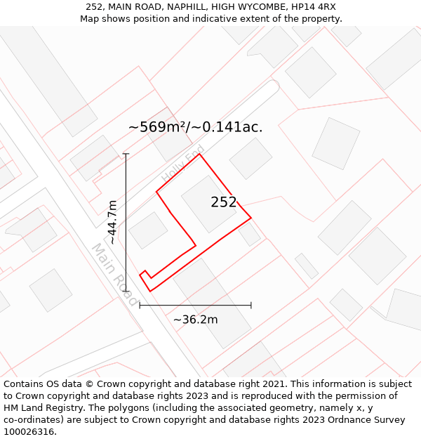 252, MAIN ROAD, NAPHILL, HIGH WYCOMBE, HP14 4RX: Plot and title map