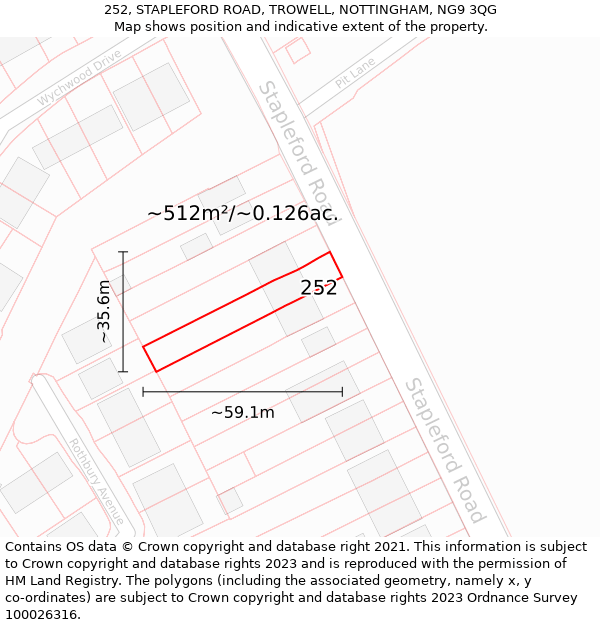 252, STAPLEFORD ROAD, TROWELL, NOTTINGHAM, NG9 3QG: Plot and title map