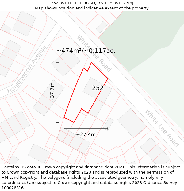 252, WHITE LEE ROAD, BATLEY, WF17 9AJ: Plot and title map