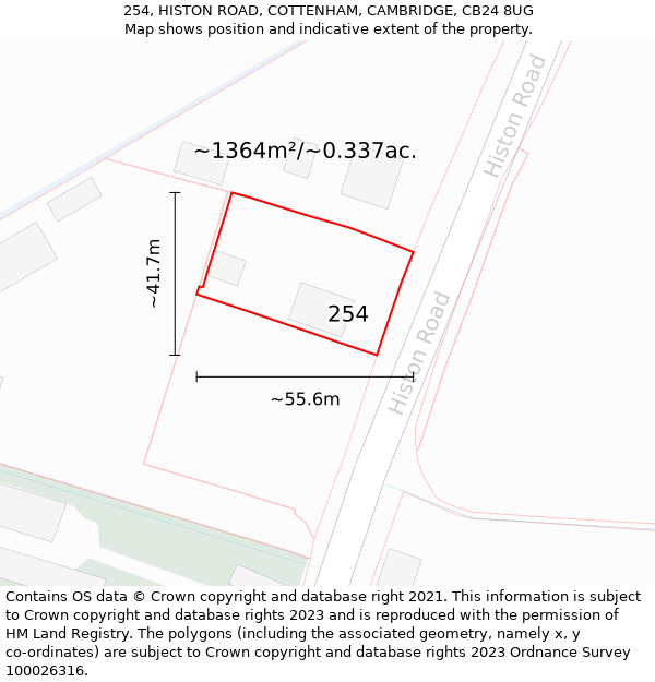 254, HISTON ROAD, COTTENHAM, CAMBRIDGE, CB24 8UG: Plot and title map