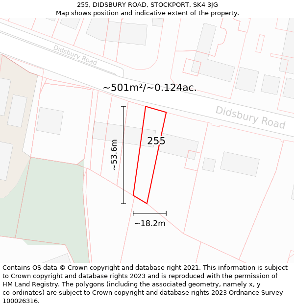 255, DIDSBURY ROAD, STOCKPORT, SK4 3JG: Plot and title map