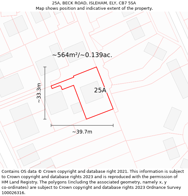 25A, BECK ROAD, ISLEHAM, ELY, CB7 5SA: Plot and title map