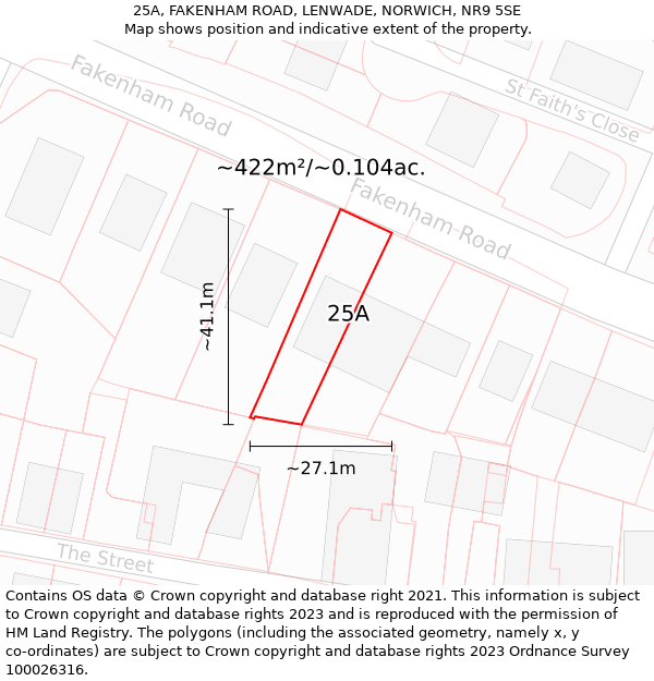 25A, FAKENHAM ROAD, LENWADE, NORWICH, NR9 5SE: Plot and title map