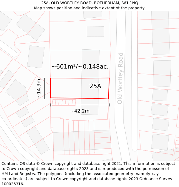 25A, OLD WORTLEY ROAD, ROTHERHAM, S61 1NQ: Plot and title map