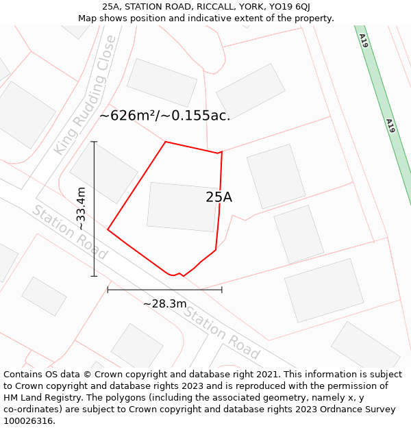 25A, STATION ROAD, RICCALL, YORK, YO19 6QJ: Plot and title map