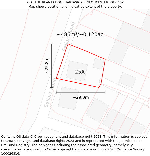 25A, THE PLANTATION, HARDWICKE, GLOUCESTER, GL2 4SP: Plot and title map