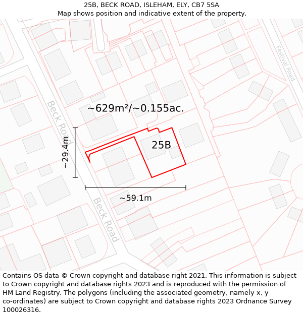 25B, BECK ROAD, ISLEHAM, ELY, CB7 5SA: Plot and title map