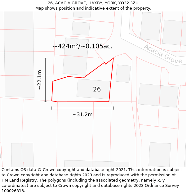 26, ACACIA GROVE, HAXBY, YORK, YO32 3ZU: Plot and title map