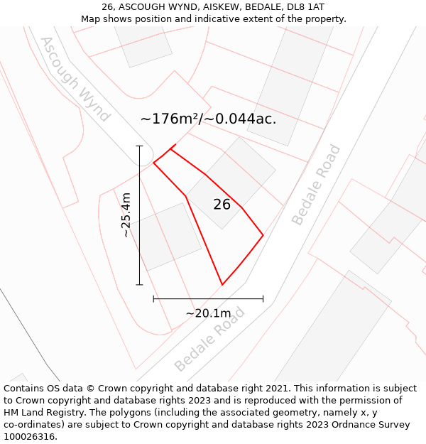 26, ASCOUGH WYND, AISKEW, BEDALE, DL8 1AT: Plot and title map