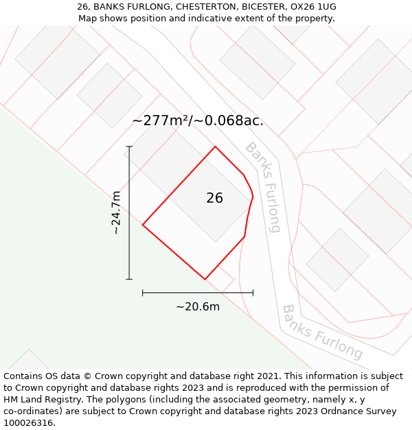 26, BANKS FURLONG, CHESTERTON, BICESTER, OX26 1UG: Plot and title map