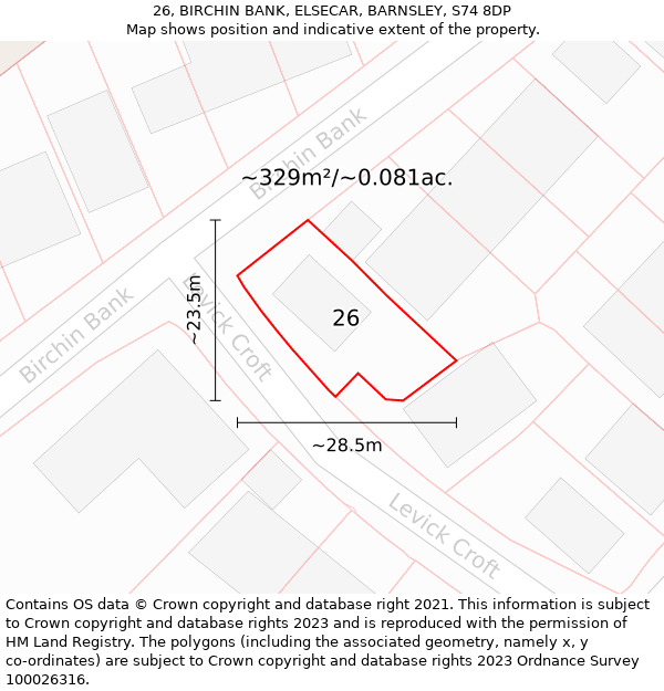 26, BIRCHIN BANK, ELSECAR, BARNSLEY, S74 8DP: Plot and title map