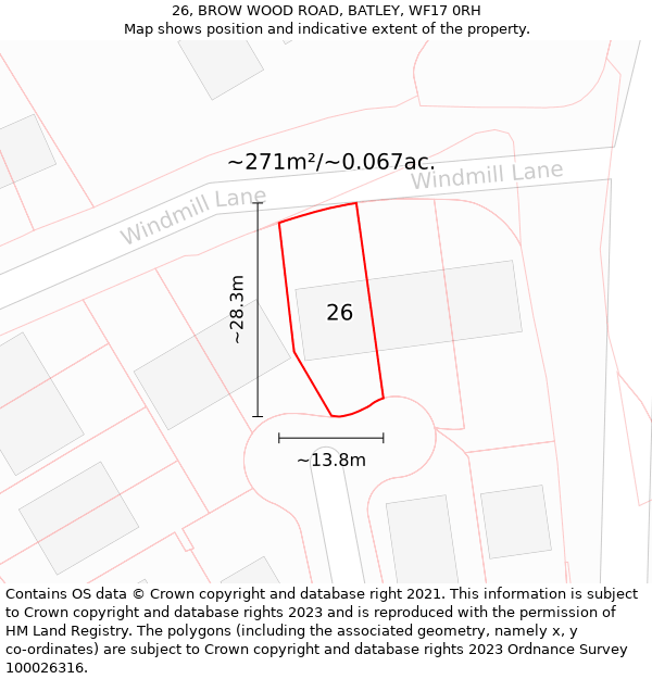 26, BROW WOOD ROAD, BATLEY, WF17 0RH: Plot and title map