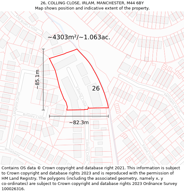 26, COLLING CLOSE, IRLAM, MANCHESTER, M44 6BY: Plot and title map
