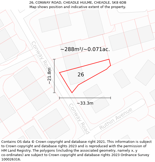 26, CONWAY ROAD, CHEADLE HULME, CHEADLE, SK8 6DB: Plot and title map