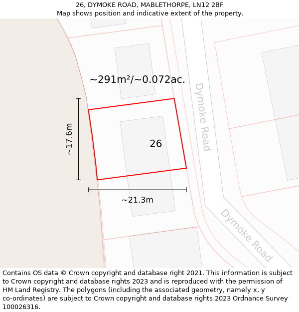 26, DYMOKE ROAD, MABLETHORPE, LN12 2BF: Plot and title map